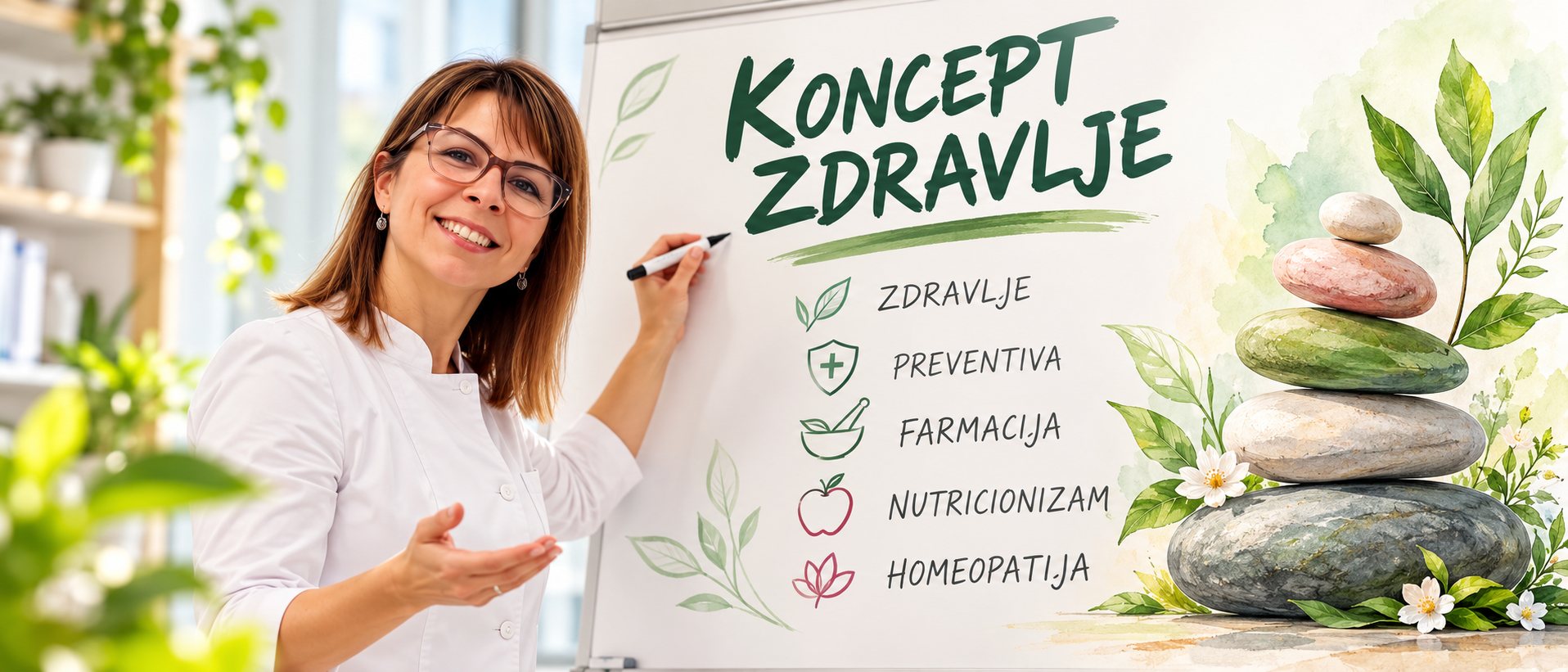 Koncept Zdravlje – zdravlje, preventiva, farmacija, nutricionizam, homeopatija